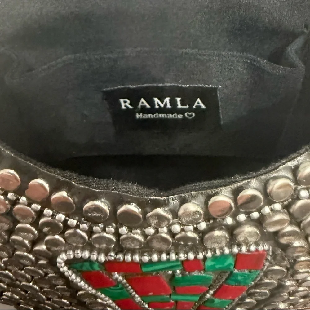 EXCELLENT $235 Ramla Handmade Mosaic Silver Beaded Mini Bag Unique Collectible - Picture 5 of 10